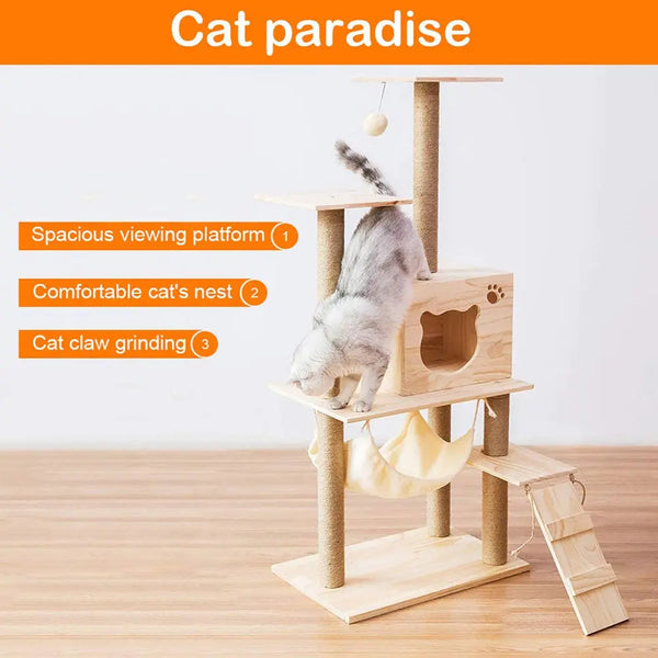 Modern Multi-Level Cats Tree Kittens Scratching Posts Sisal Rope Soft Nest Bed Cat Furniture Tree from Deals499 at Deals499