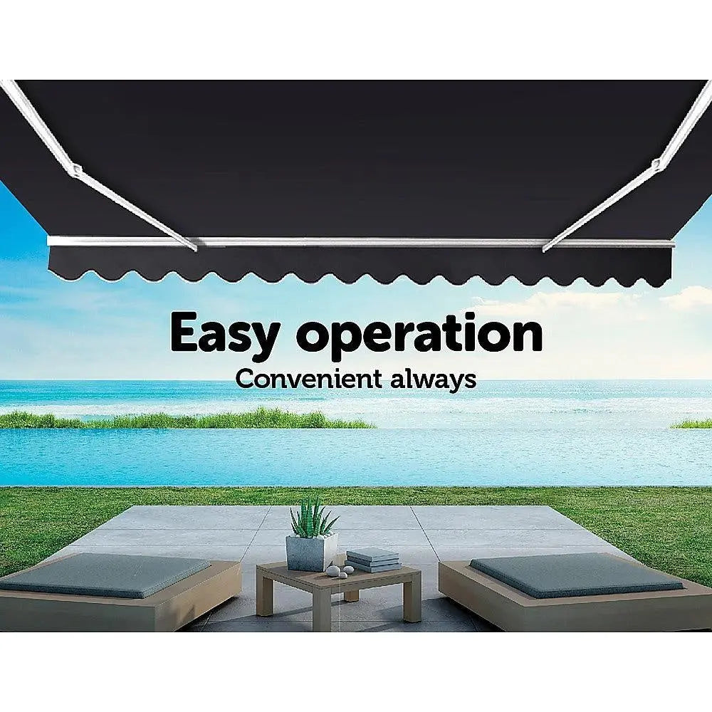 Motorised Outdoor Folding Arm Awning Retractable Sunshade Canopy Grey 4.0m x 2.5m Deals499