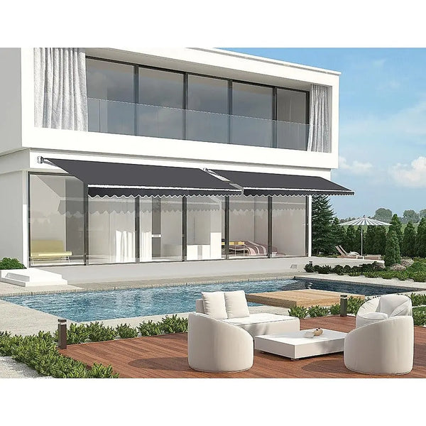 Motorised Outdoor Folding Arm Awning Retractable Sunshade Canopy Grey 5.0m x 2.5m Deals499