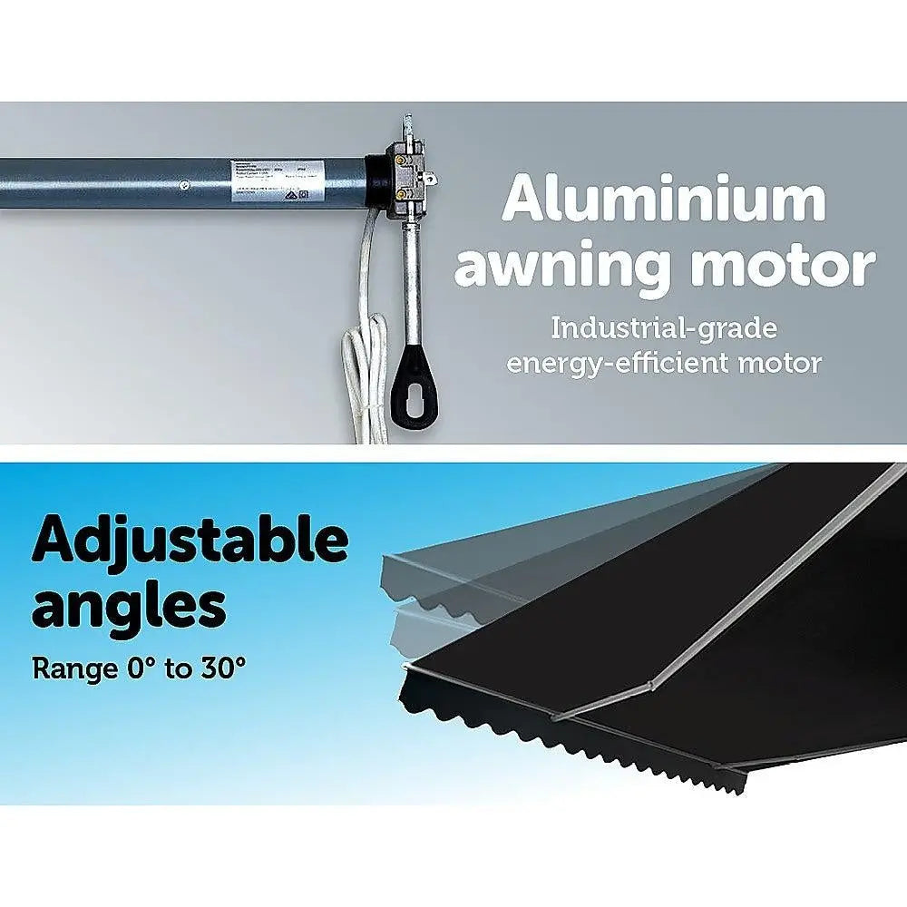Motorised Outdoor Folding Arm Awning Retractable Sunshade Canopy Grey 5.0m x 2.5m Deals499