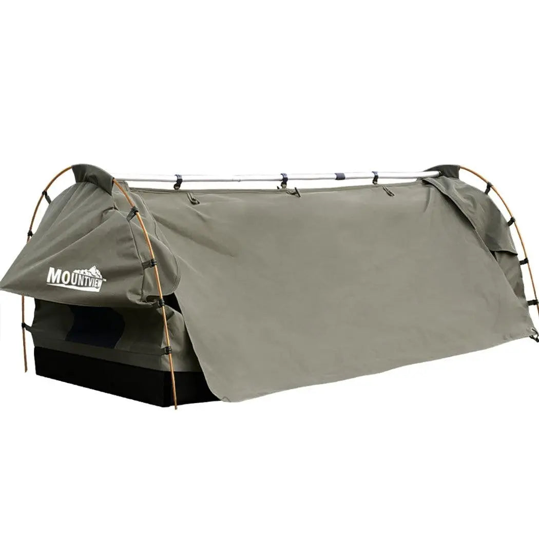 Mountview King Single Swag Camping Swags Canvas Dome Tent Free Standing Grey Deals499