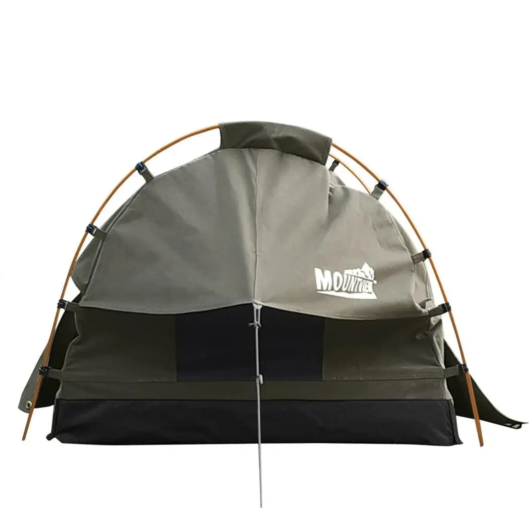 Mountview King Single Swag Camping Swags Canvas Dome Tent Free Standing Grey Deals499