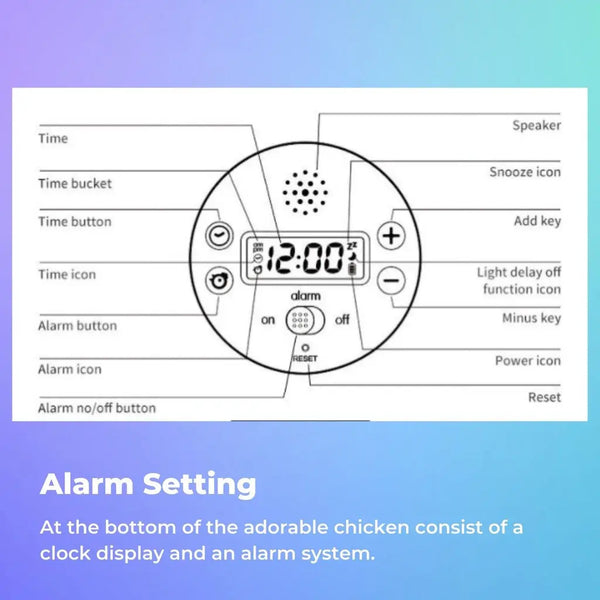 Muid Wake Up Chicken Night Lamp Alarm Clock White HM--104-MUID Deals499