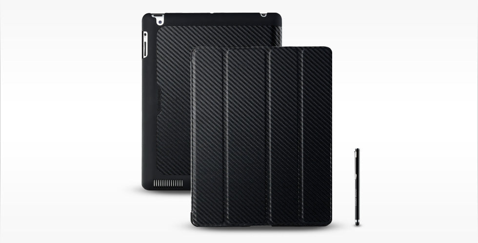 COOLERMASTER  iPad 3 Wakeup Black Folio Black Carbon with stylus (LS) COOLERMASTER
