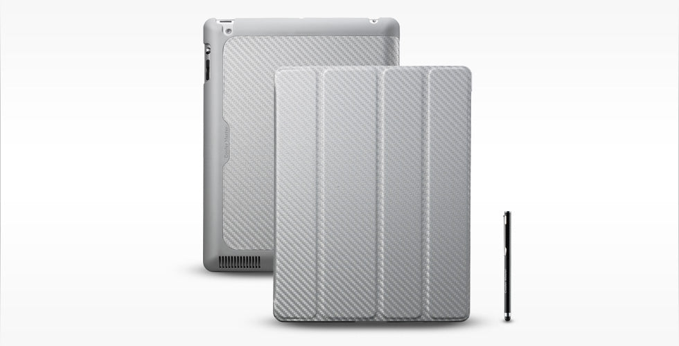 COOLERMASTER  iPad 3 Wakeup Sil Folio Silver, Carbon inc stylu (LS) COOLERMASTER