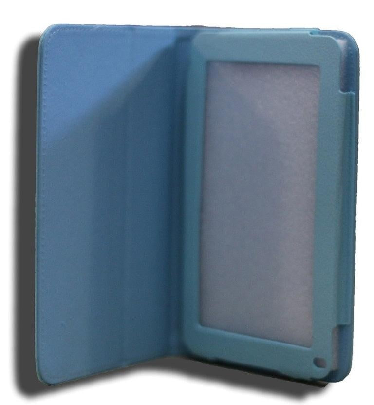 LeaderTab7 Folio Case Blue Faux Leather. Camera hole rear LEADER