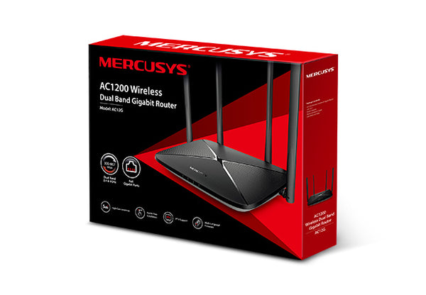 Mercusys AC12G AC1200 Wireless Dual Band Gigabit Router 300Mbps@2.4GHz 867Mbps@5GHz 4 5dBi Fixed Omni Directional Antennas TP-LINK