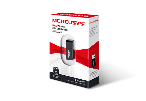 Mercusys MW300UM N300 Wireless Mini USB Adapter Fast 300Mbps, Connect your PC for HD Streaming, Gaming, Web Browsing, Portable, WPS Button, Windows TP-LINK