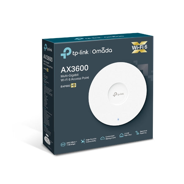 TP-LINK EAP660 HD AX3600 Wireless Dual Band Multi-Gigabit Ceiling Mount Access Point, 2402Mbps @ 5GHz OMADA, POE+, SNMP, MU-MIMO, QoS, Mountable TP-LINK