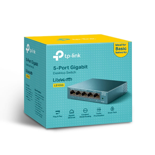 TP-Link LS105G 5-Port 10/100/1000Mbps Desktop Switch 10/100/1000Mbps Auto-Negotiation RJ45 port supporting Auto-MDI/MDIX TP-LINK