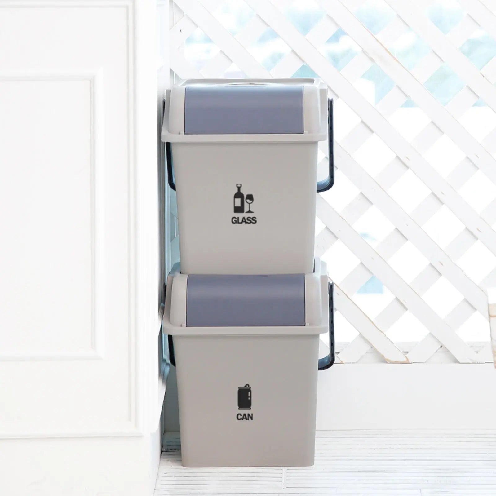 Nplastic 2 Set Brown Stackable Recycle BinRubbish Open-Touch Flip Lid 45L Deals499