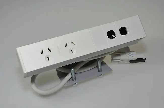 OE Elsafe: Qiksilva 45 - 2 x GPO / 2 x Data Cutouts (AUNZ) with 800mm Lead with Desktop Clamp Bracket Deals499