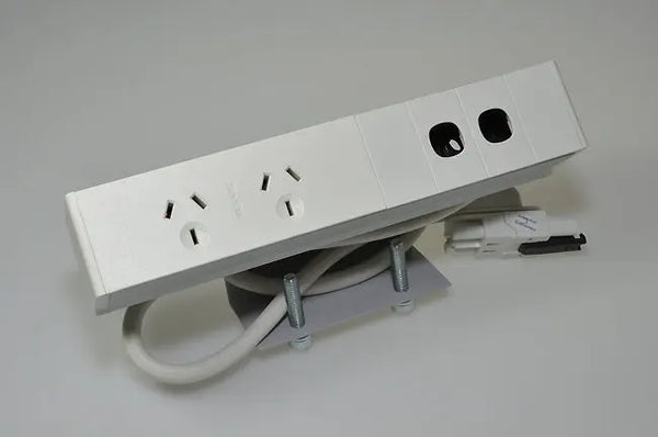 OE Elsafe: Qiksilva 45 - 2 x GPO / 2 x Data Cutouts (AUNZ) with 800mm Lead with Desktop Clamp Bracket Deals499