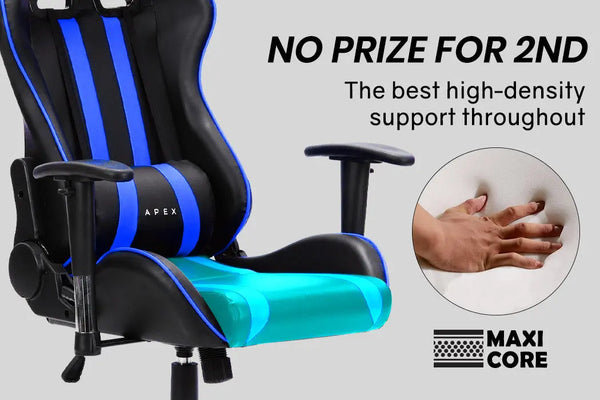OVERDRIVE Diablo Reclining Gaming Chair Black & Blue Computer Lumbar Office Horns Deals499