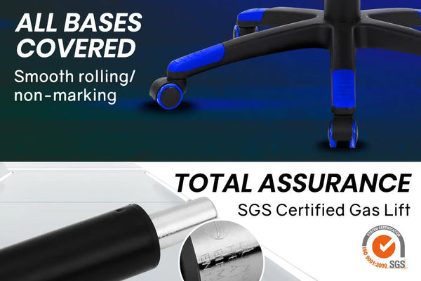 OVERDRIVE Diablo Reclining Gaming Chair Black & Blue Computer Lumbar Office Horns Deals499