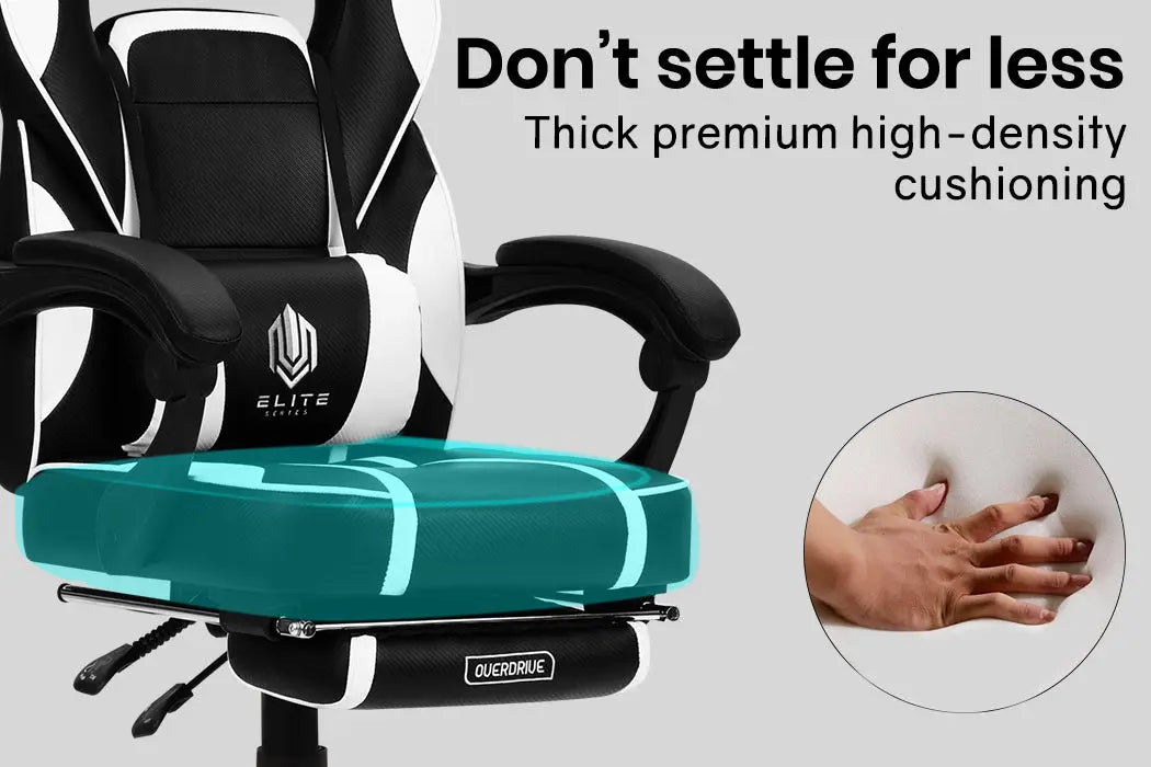 OVERDRIVE Gaming Chair Racing Computer PC Seat Office Reclining Footrest Black Deals499