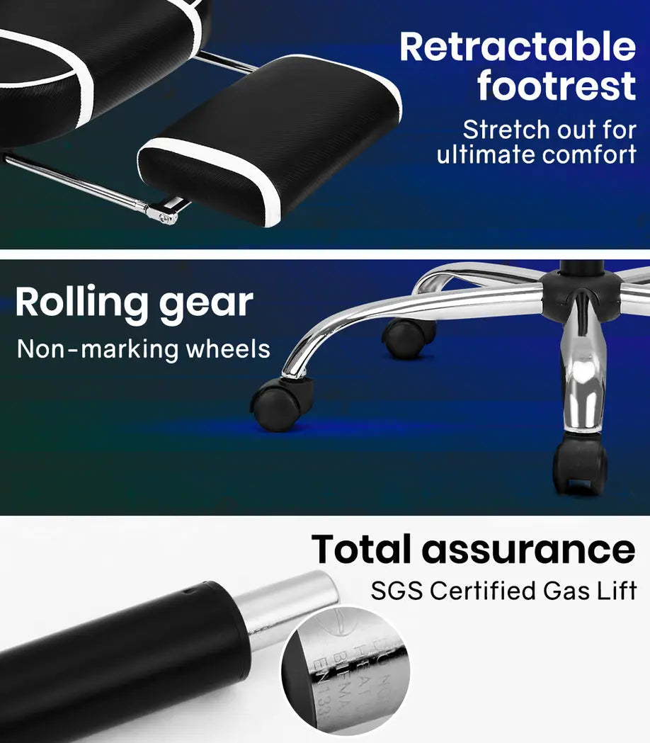 OVERDRIVE Gaming Chair Racing Computer PC Seat Office Reclining Footrest Black Deals499