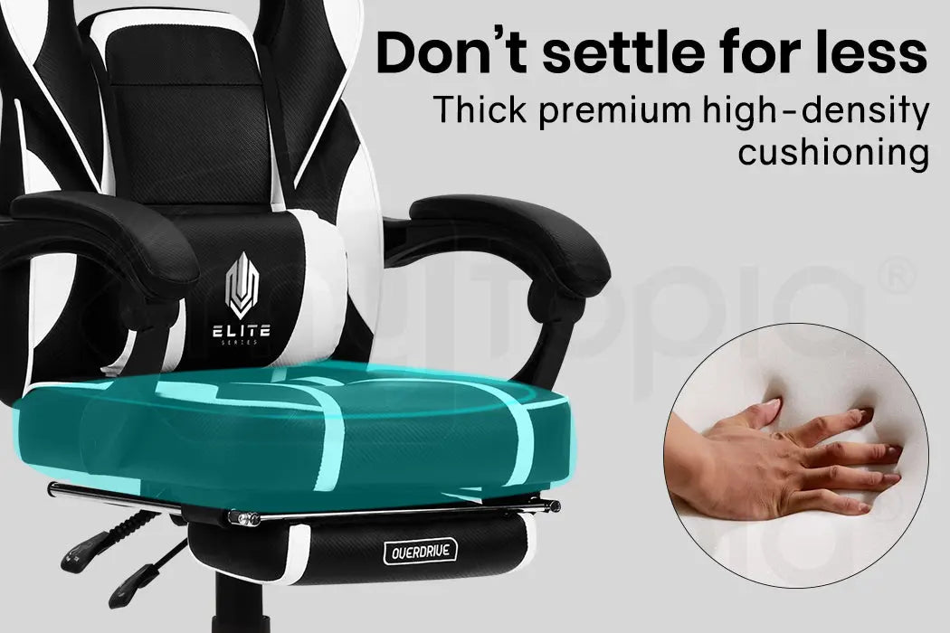 OVERDRIVE Gaming Chair Racing Computer PC Seat Office Reclining Footrest Black Deals499