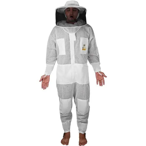 OZBee Premium Full Suit 3 Layer Mesh Ultra Cool Ventilated Round Head Beekeeping Protective Gear Size  XL Deals499