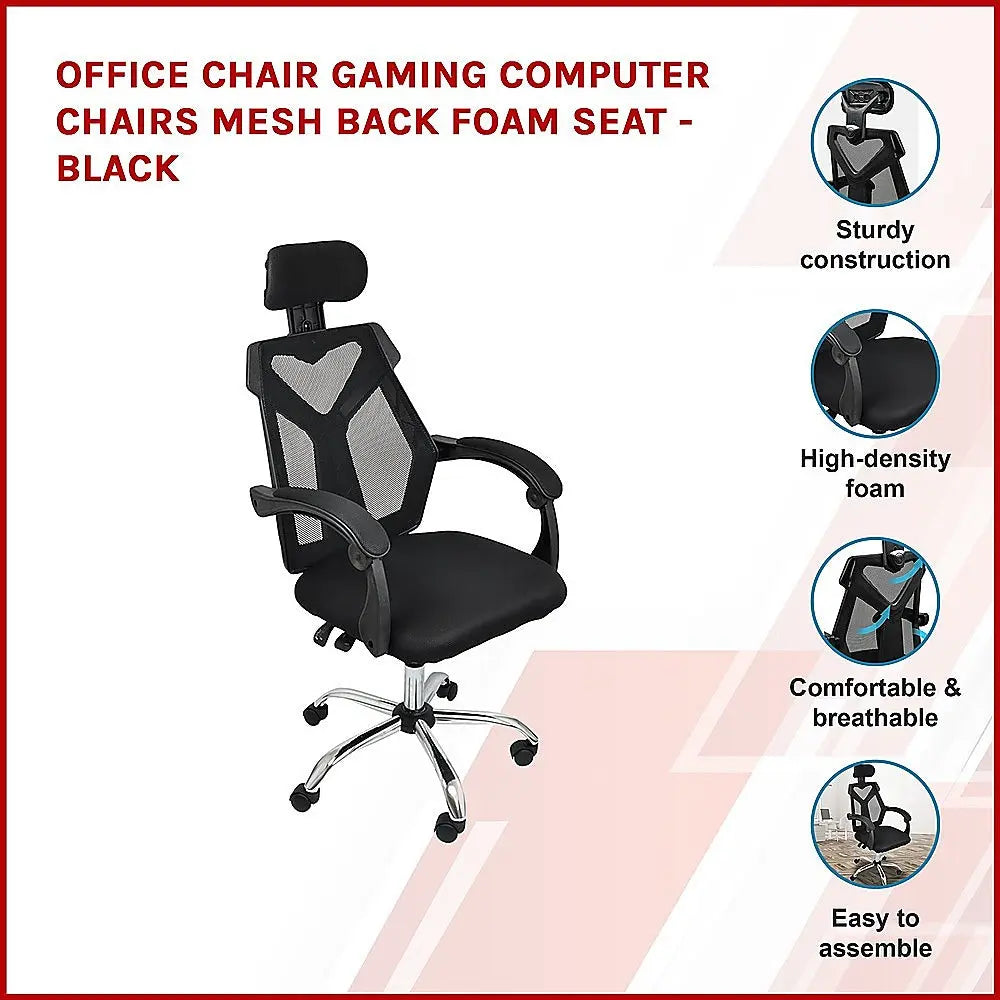 Office Chair Gaming Computer Chairs Mesh Back Foam Seat - Black Deals499