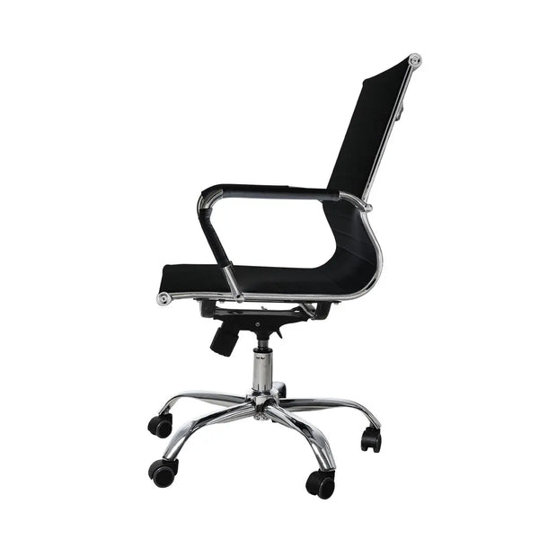 Office Chair Home Work Study Gaming Chairs PU Mat Seat Mid-Back Computer Black Deals499