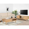 Olearia  ETU Entertainment TV Unit 150cm Solid Mango Wood Rattan 2 Door Natural Deals499