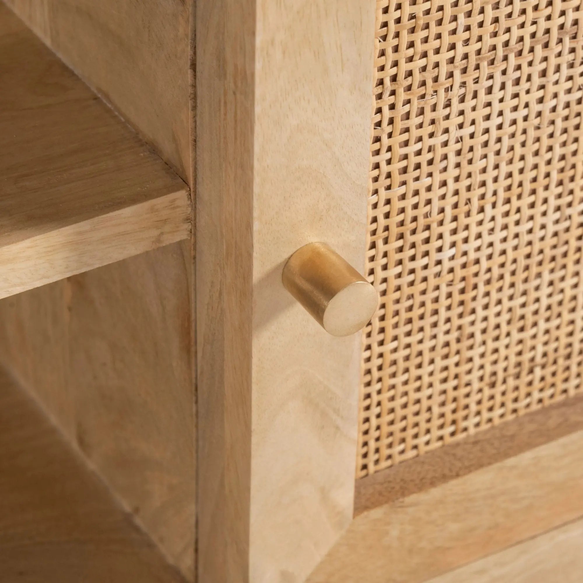 Olearia  ETU Entertainment TV Unit 175cm Solid Mango Wood Rattan 2 Door Natural Deals499