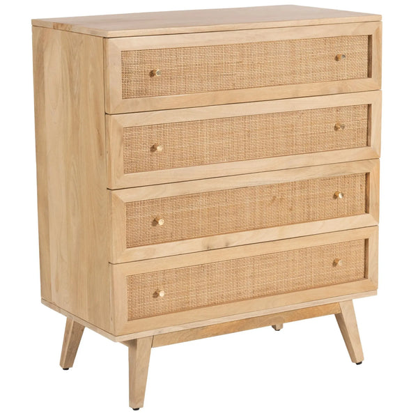 Olearia  Storage Cabinet Buffet Chest of 4 Drawer Mango Wood Rattan Natural Deals499