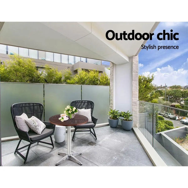 Outdoor Bar Table Furniture Wooden Cafe Table Aluminium Adjustable Round Gardeon Deals499