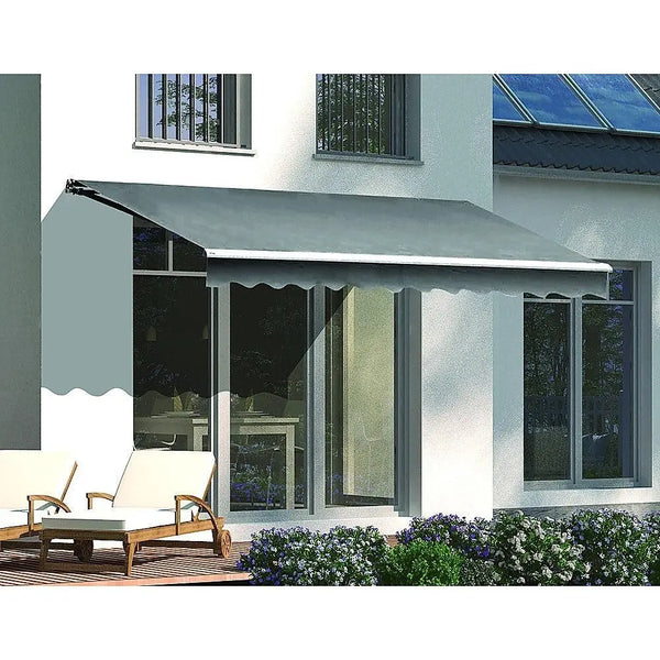 Outdoor Folding Arm Awning Retractable Sunshade Canopy Grey 4.0m x 2.5m Deals499