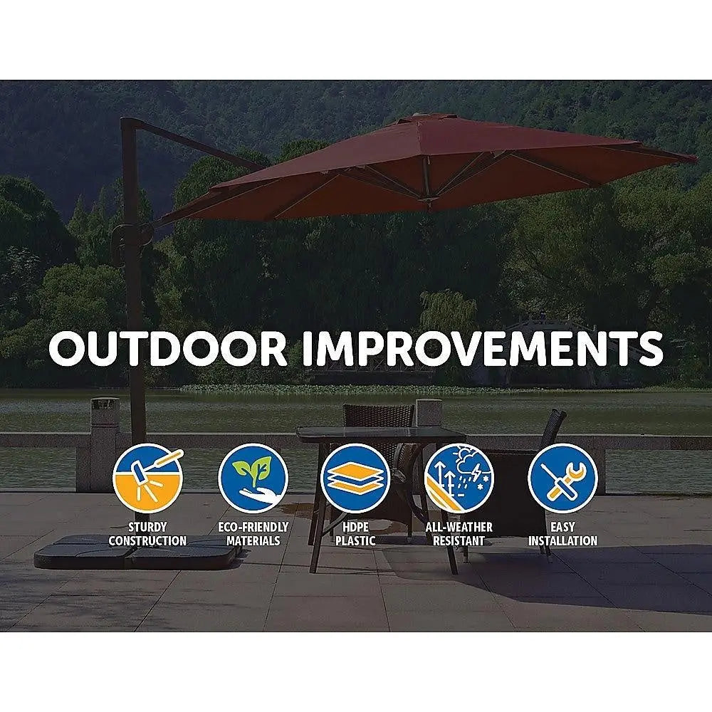 Outdoor Patio 4-Piece Cantilever Offset 3M Umbrella Base Stand Weight Water Sand Deals499