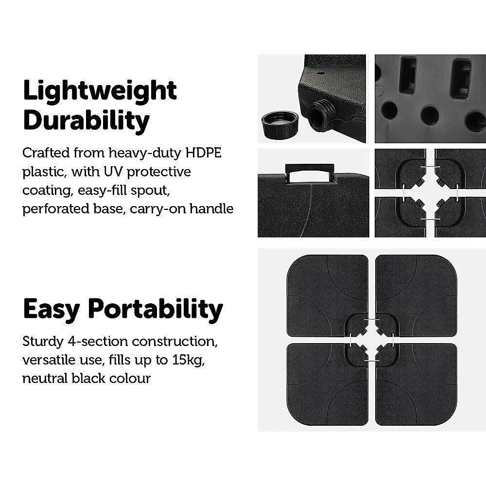 Outdoor Patio 4-Piece Cantilever Offset 3M Umbrella Base Stand Weight Water Sand Deals499