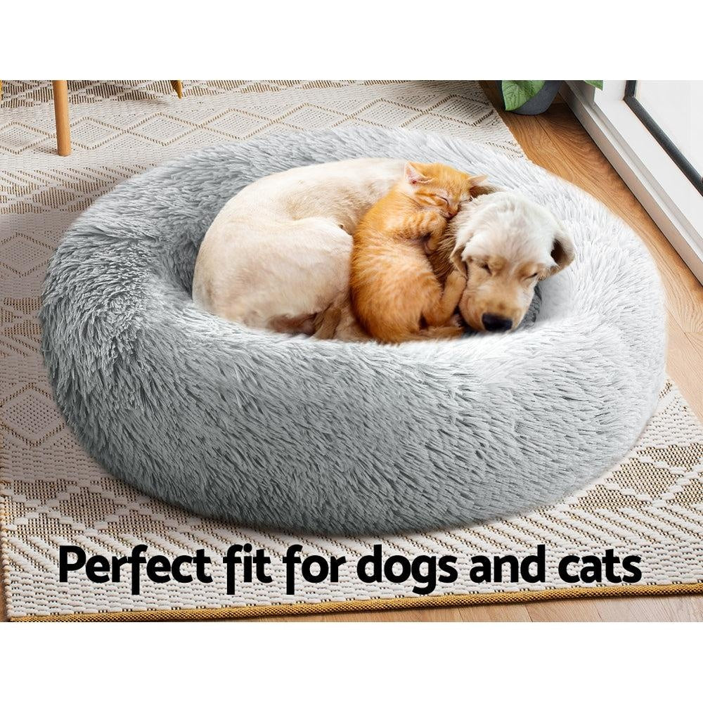 Pet Bed Dog Cat Calming Bed Medium 75cm Light Grey Sleeping Comfy Cave Washable Deals499