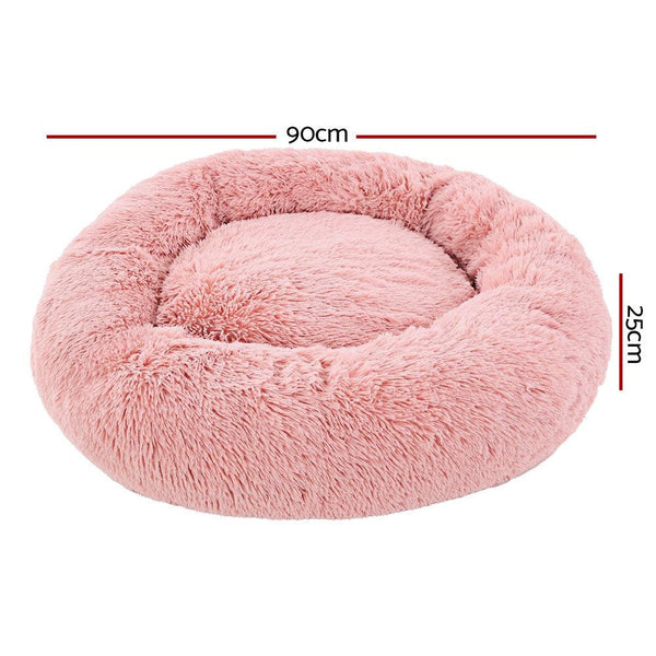 Pet Bed Dog Cat Calming Bed Large 90cm Pink Sleeping Comfy Cave Washable Deals499