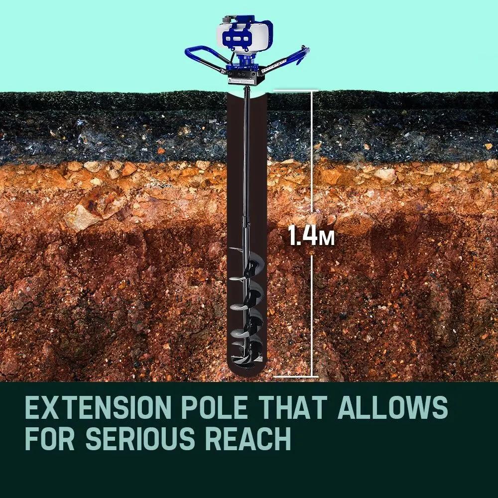 POWERBLADE Post Hole Digger 62CC Posthole Earth Auger Fence Borer Petrol Drill Deals499
