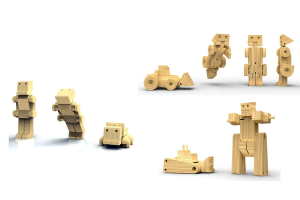 PRICE FOR 3 ASSORTED MIXED WOODEN TRANSFORMERS SMALL Deals499