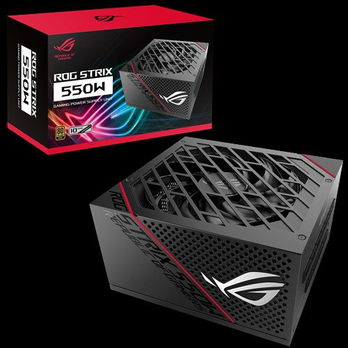 ASUS ROG-STRIX-550G 550W 80 PLUS Gold Fully Modular PSU, ROG Heatsinks, Axial-tech Fan Design, Dual Ball Fan Bearings, 0dB Technology ASUS