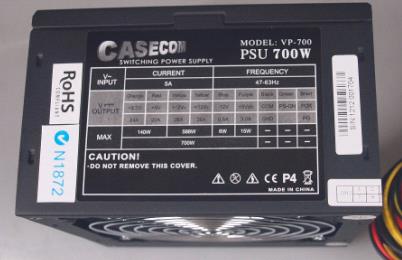 CASECOM 700W ATX PSU 120mm FAN 2 ATX PSU Years Warranty CASECOM