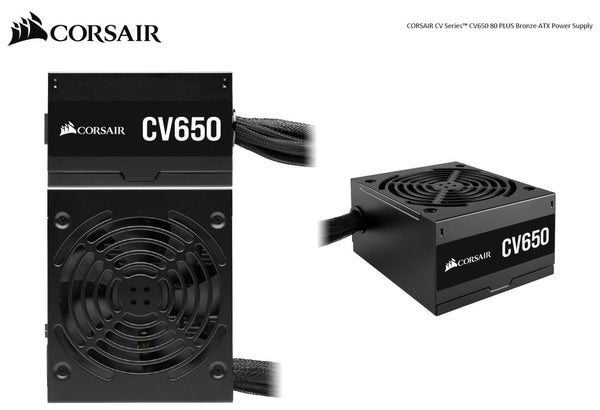 CORSAIR 650W CV Series CV650 V2, 80 PLUS Bronze Certified, up to 88% Efficiency, 125mm Compact Design, EPS 8PIN x 2, PCI-E x 2, ATX Power Supply, PSU CORSAIR