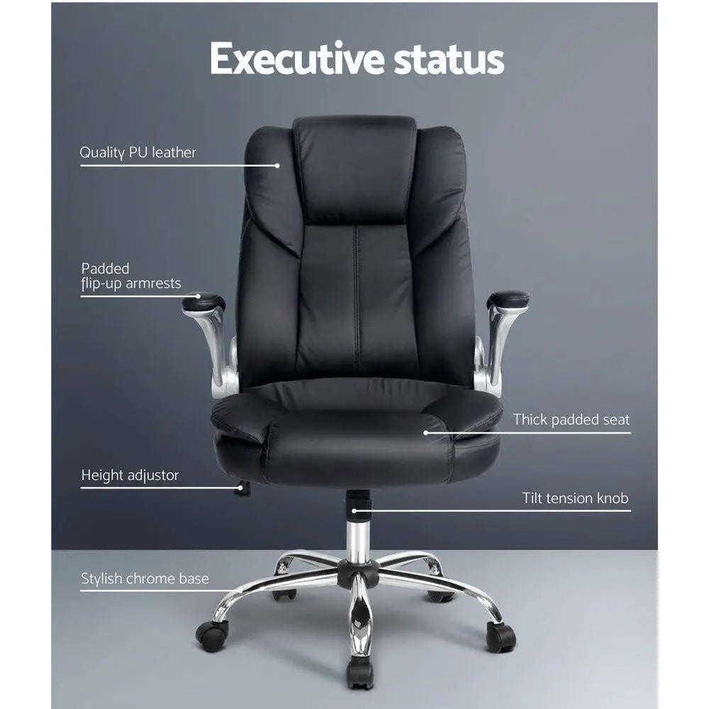 PU Leather Executive Office Desk Chair - Black Deals499