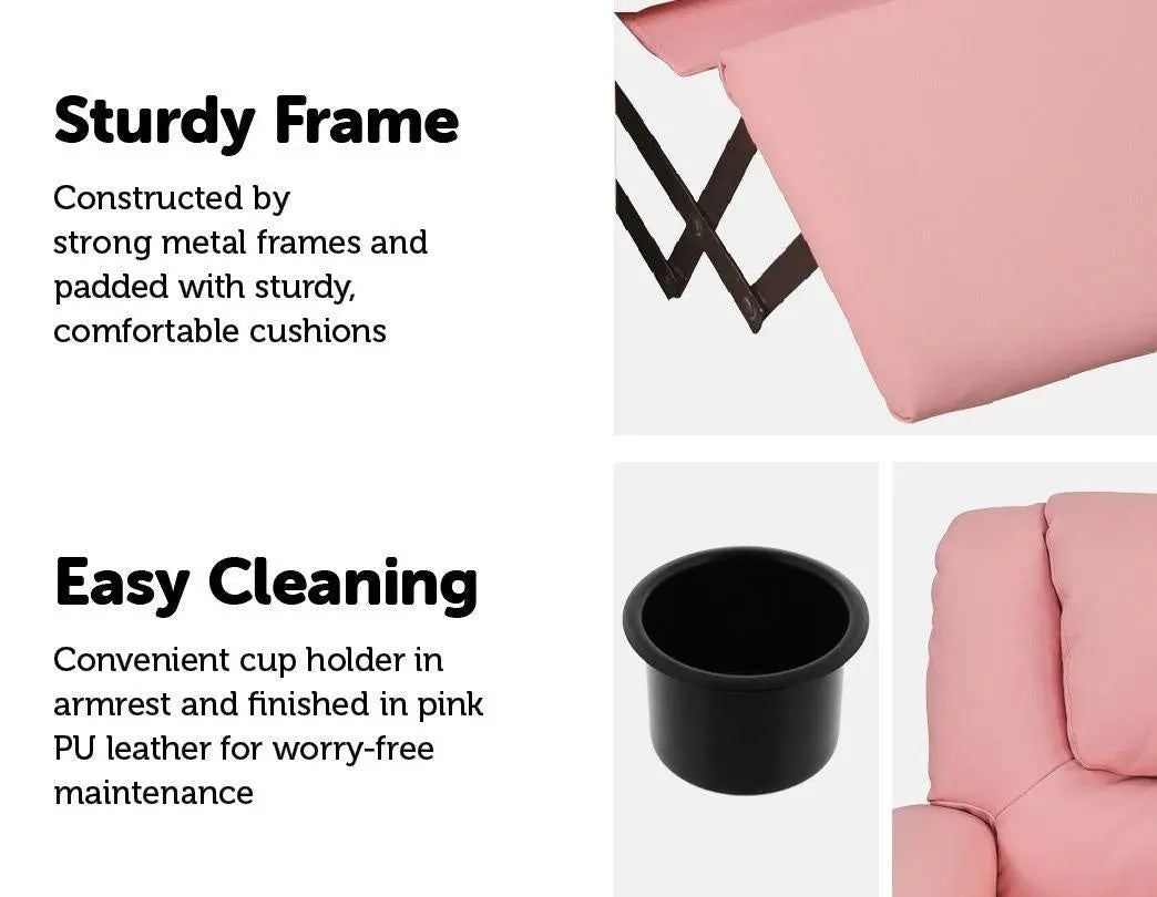 PU Leather Kids Recliner with Drink Holder Deals499