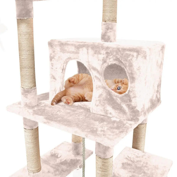 PaWz 1.83M Cat Scratching Post Tree Gym House Condo Furniture Scratcher Tower Cream Deals499
