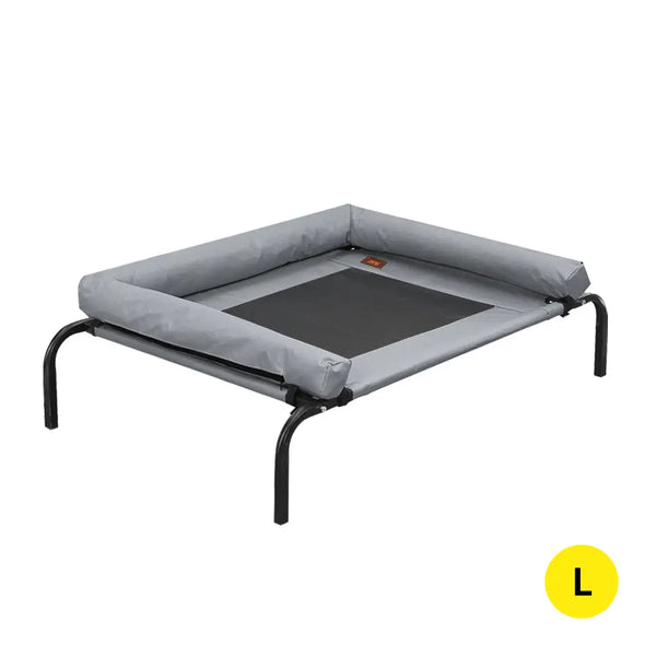 PaWz Heavy Duty Pet Bed Bolster Trampoline Dog Puppy Cat Hammock Mesh L Grey Deals499