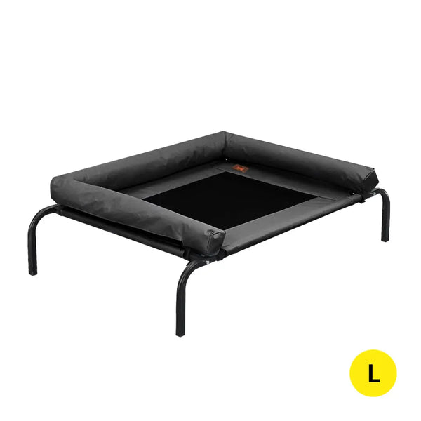 PaWz Pet Bed Heavy Duty Frame Hammock Bolster Trampoline Dog Puppy Mesh L Black Deals499
