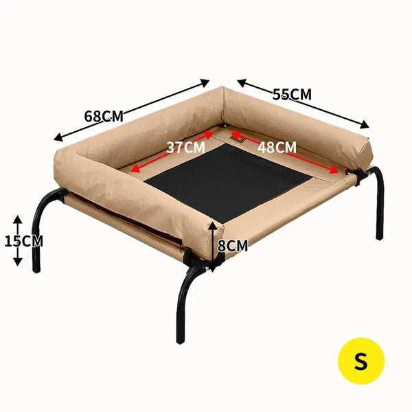 PaWz Pet Bed Heavy Duty Frame Hammock Bolster Trampoline Dog Puppy Mesh S Tan Deals499