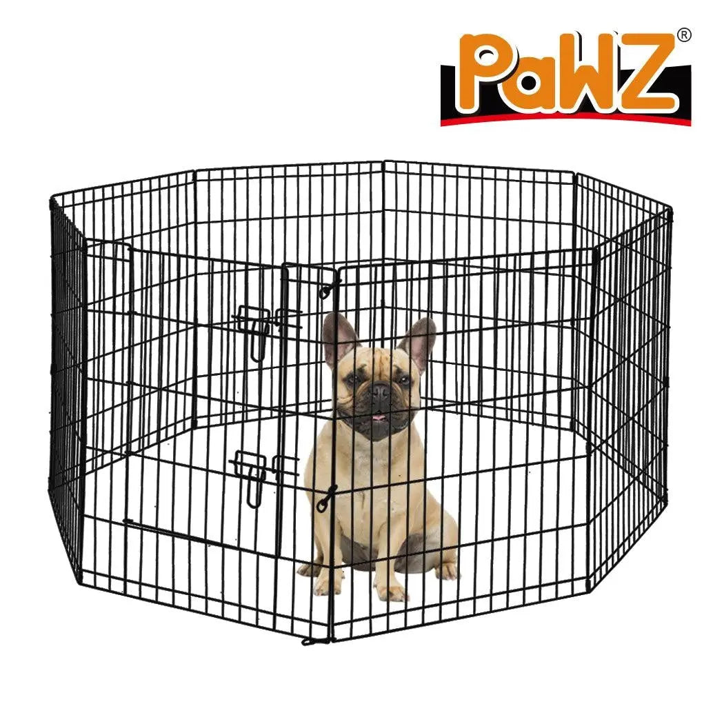 PaWz Pet Dog Playpen Puppy Exercise 8 Panel Enclosure Fence Black With Door 30