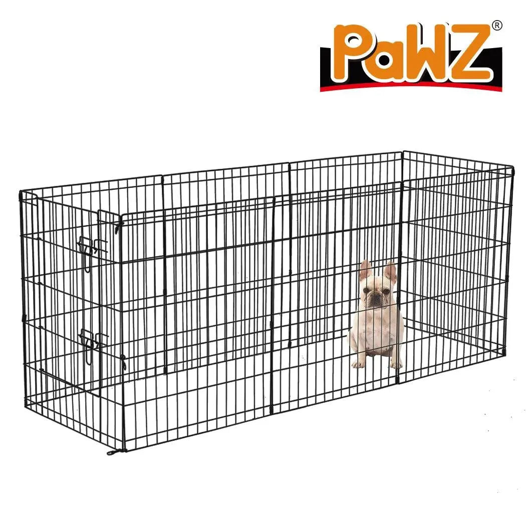 PaWz Pet Dog Playpen Puppy Exercise 8 Panel Enclosure Fence Black With Door 30
