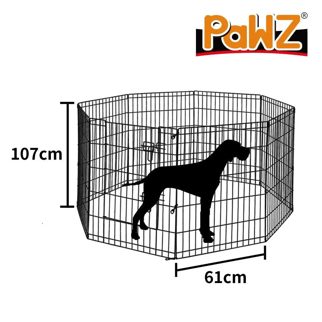 PaWz Pet Dog Playpen Puppy Exercise 8 Panel Enclosure Fence Black With Door 42