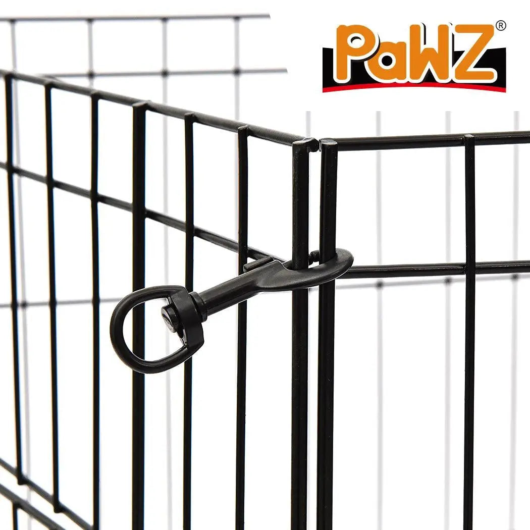 PaWz Pet Dog Playpen Puppy Exercise 8 Panel Enclosure Fence Black With Door 42