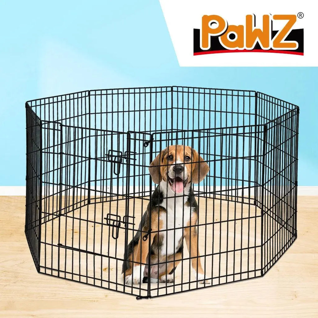 PaWz Pet Dog Playpen Puppy Exercise 8 Panel Enclosure Fence Black With Door 42" Deals499